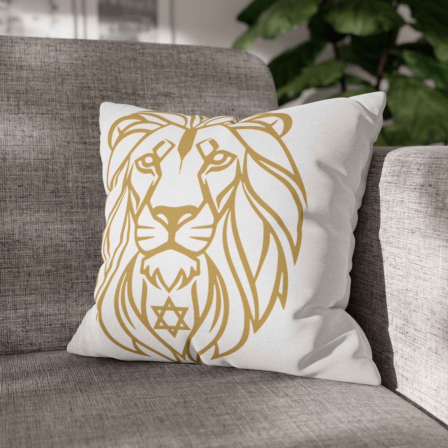 Lion of Lev™ Decorative White Cushion Cover