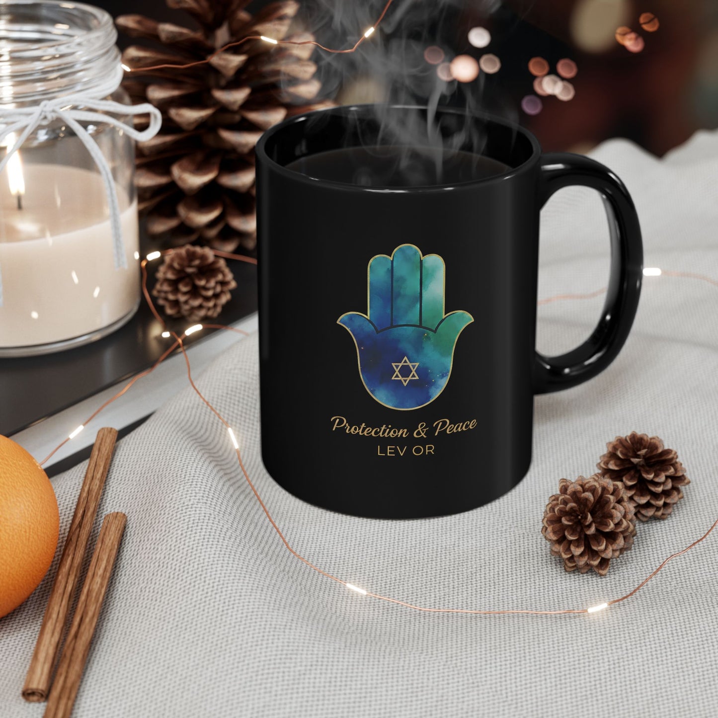 The Guardian Collection. Midnight Black Coffee Mug.A Beacon in the Dark.