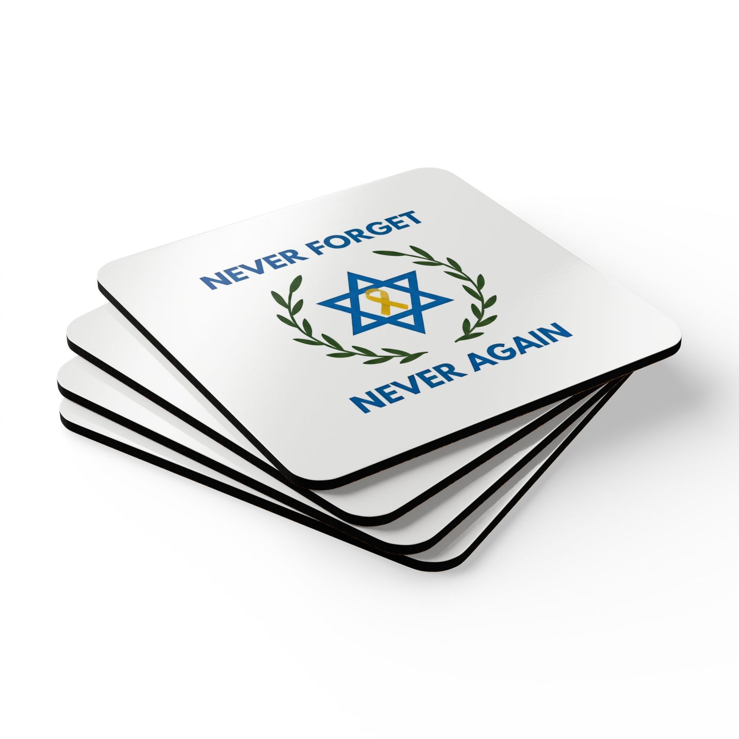 Never Forget, Never Again Coaster Set: Pristine White