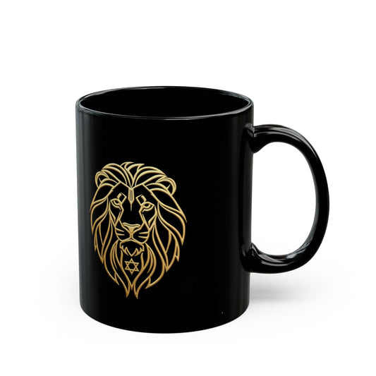 The Aryeh Collection: Gold Lion Black Mug