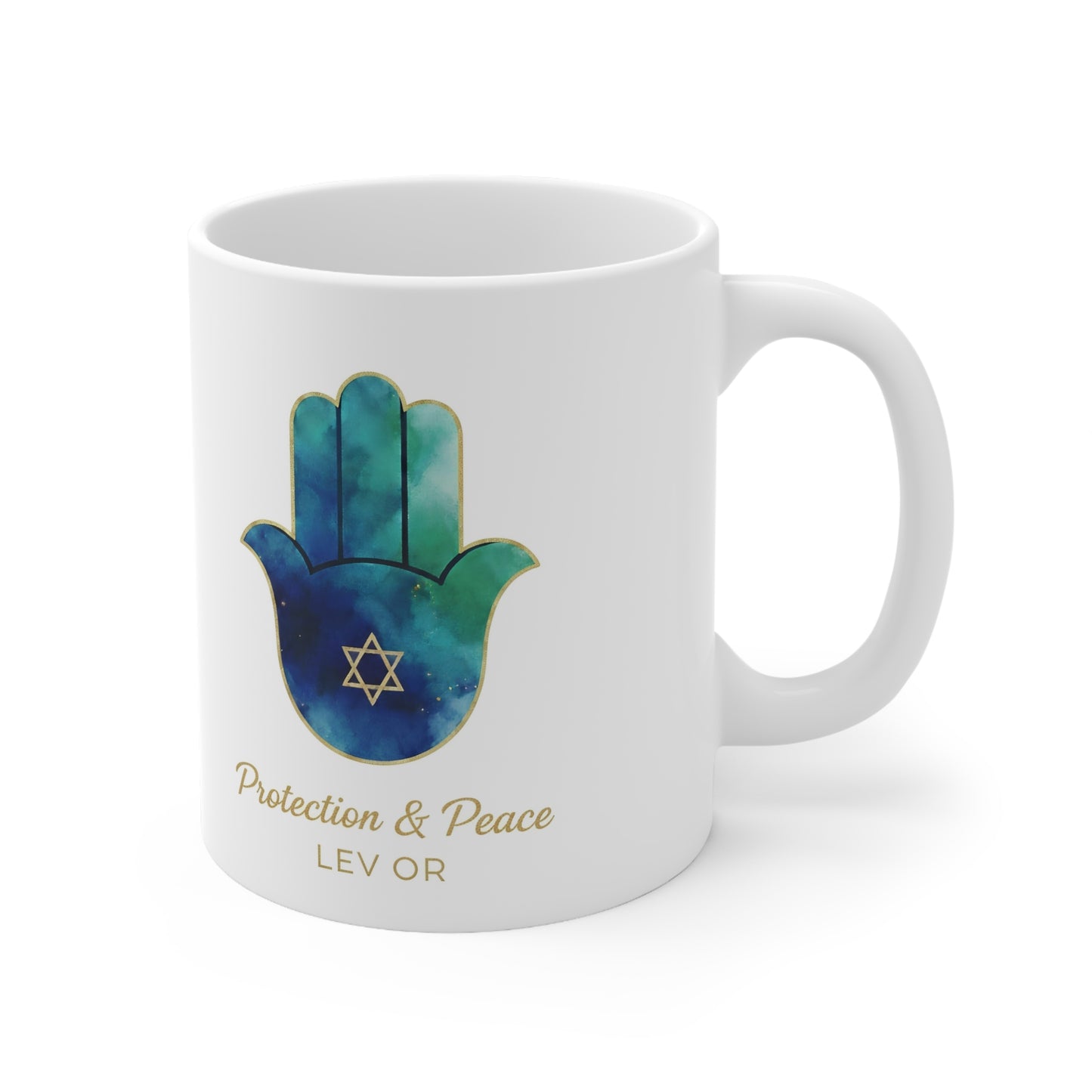 The Guardian Collection. Pristine White Coffee Mug. Sip with protection.