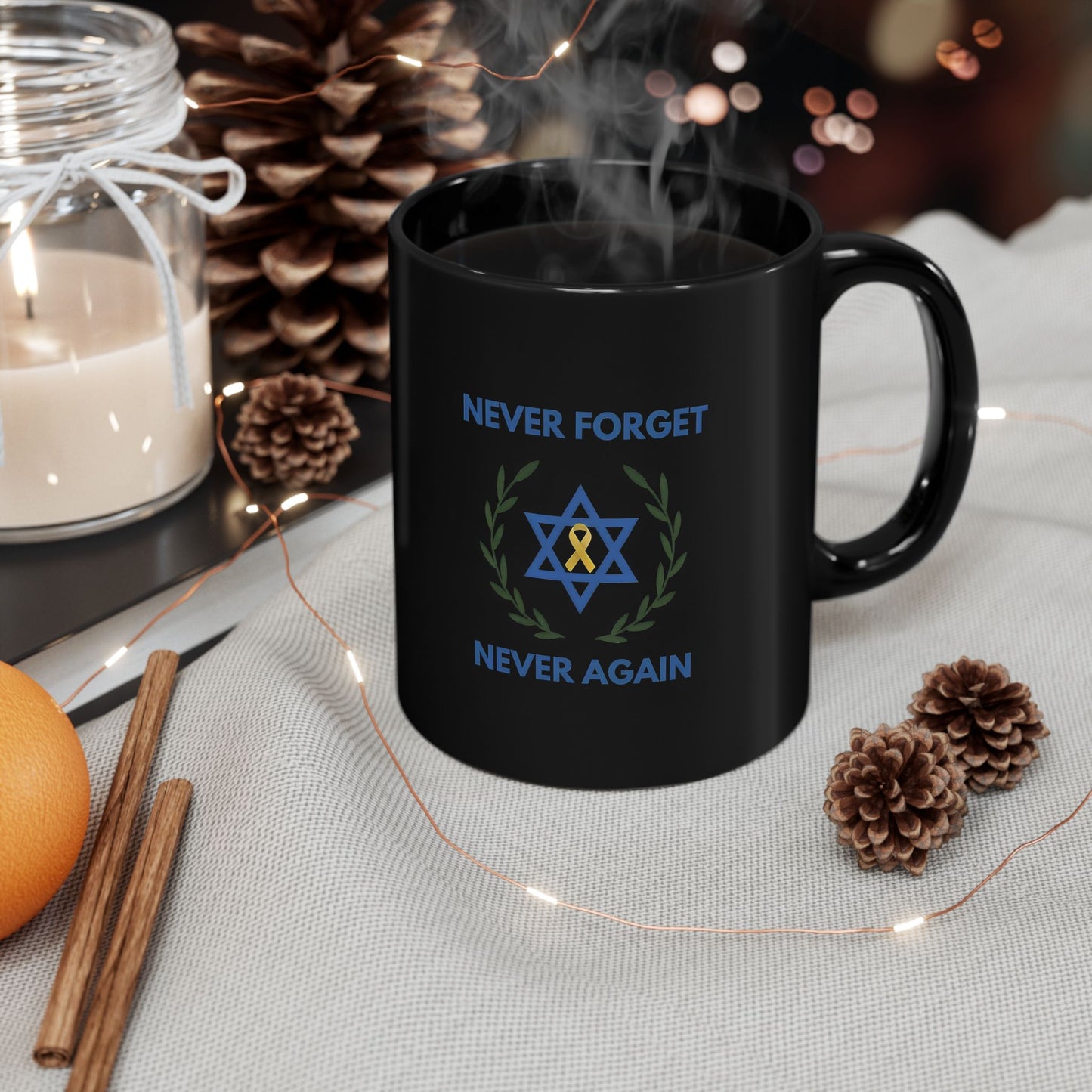 Never Forget, Never Again Collection.Black Edition Coffee Mug