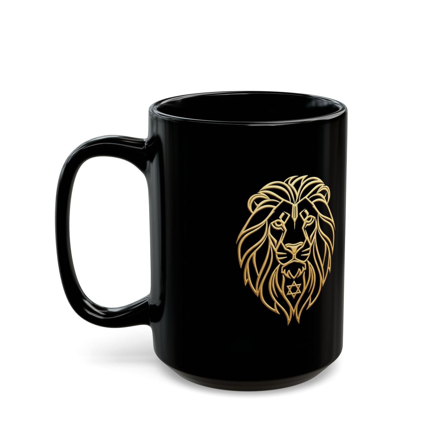 The Aryeh Collection: Gold Lion Black Mug