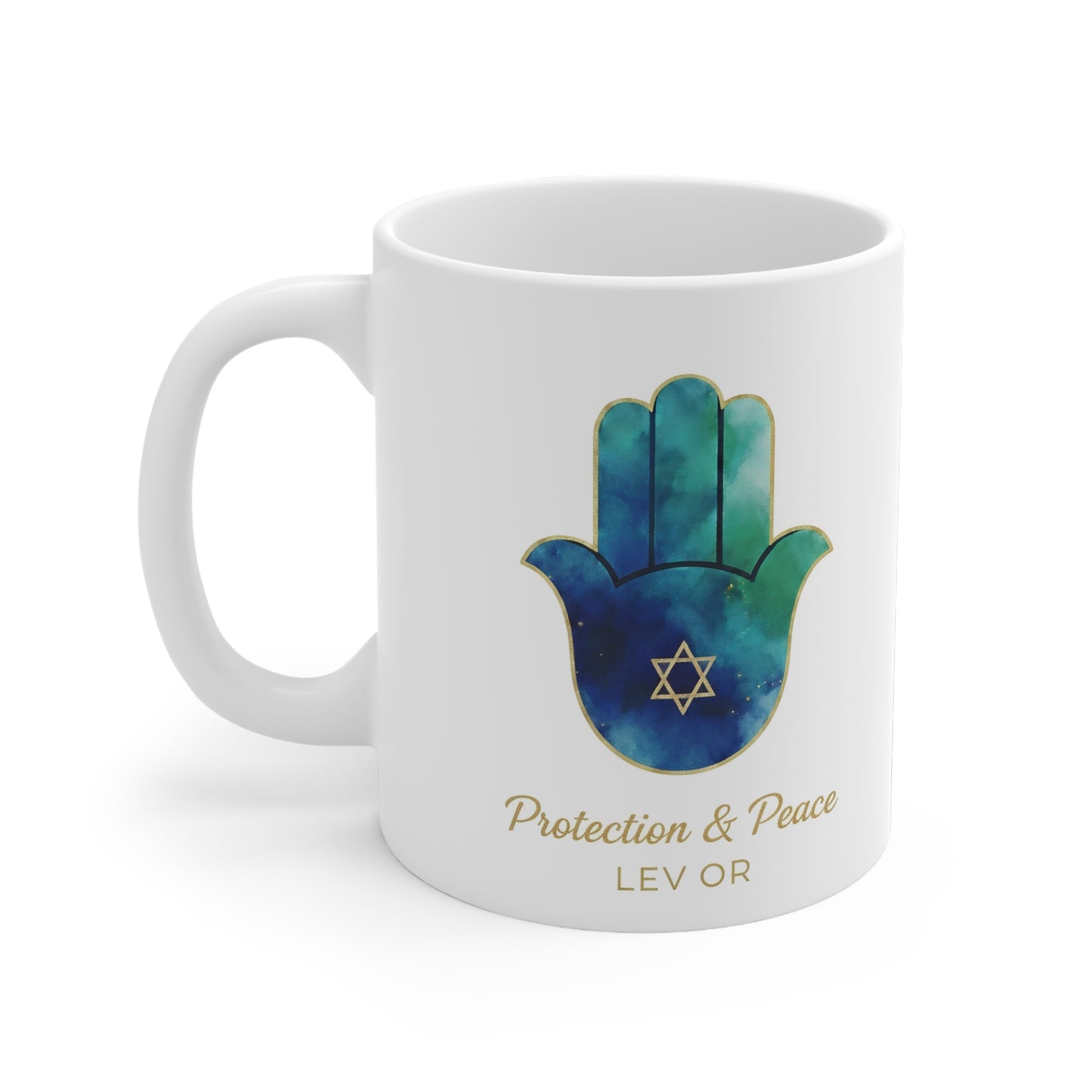 The Guardian Collection. Pristine White Coffee Mug. Sip with protection.