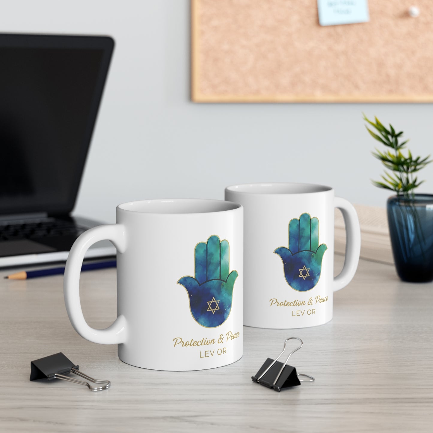 The Guardian Collection. Pristine White Coffee Mug. Sip with protection.