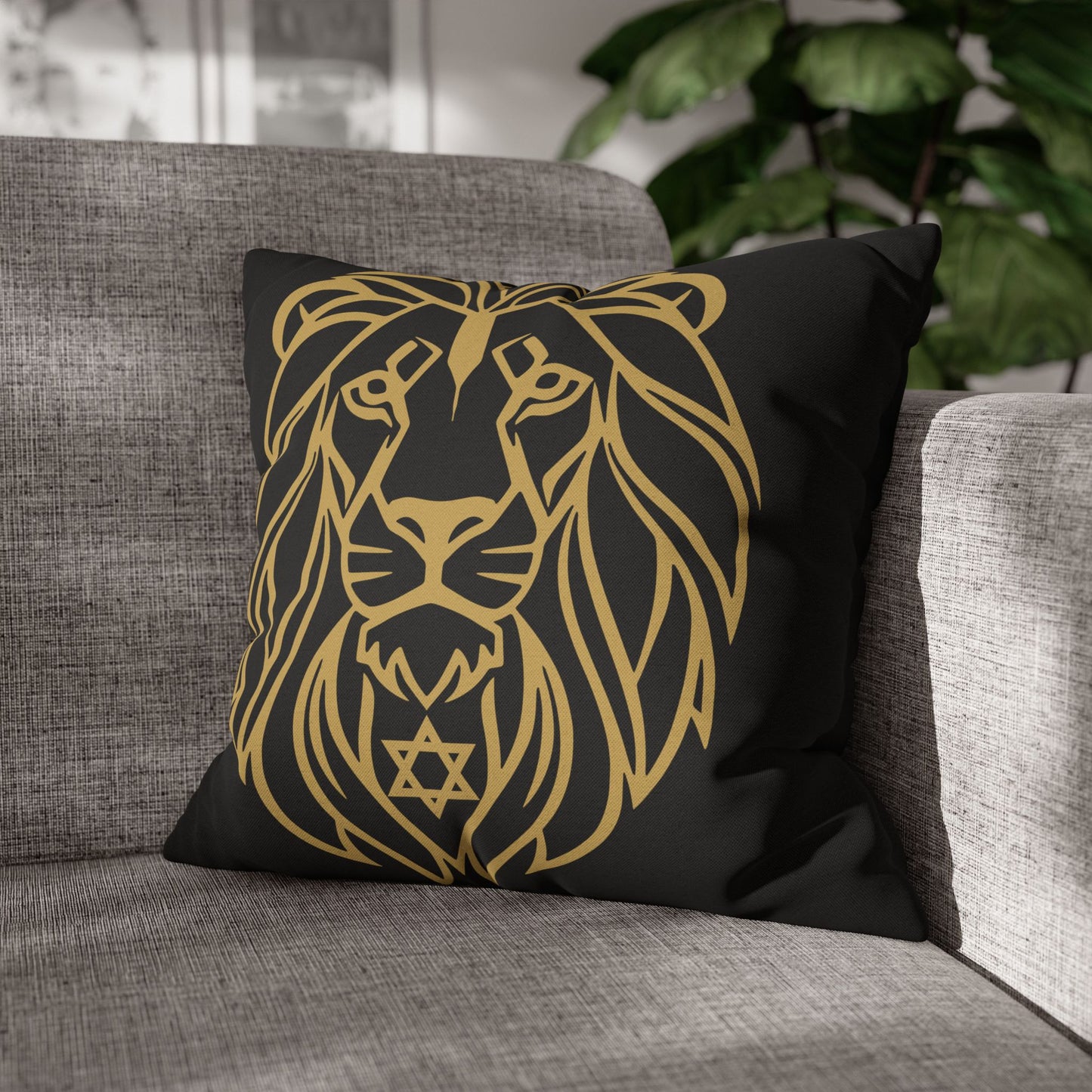 Lion of Lev™ Decorative Black Cushion Cover
