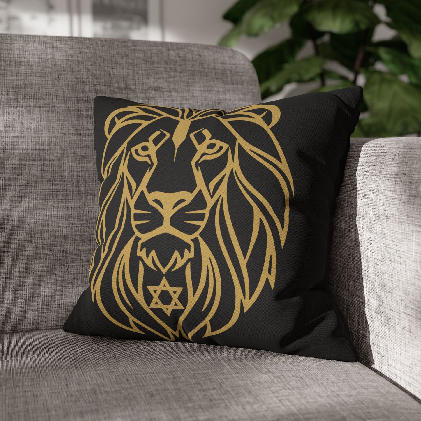 Lion of Lev™ Decorative Black Cushion Cover