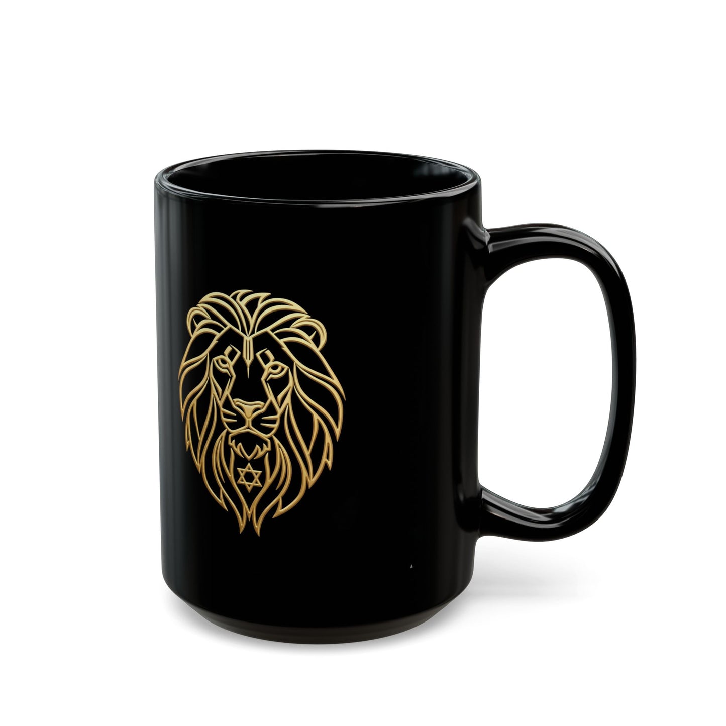 The Aryeh Collection: Gold Lion Black Mug
