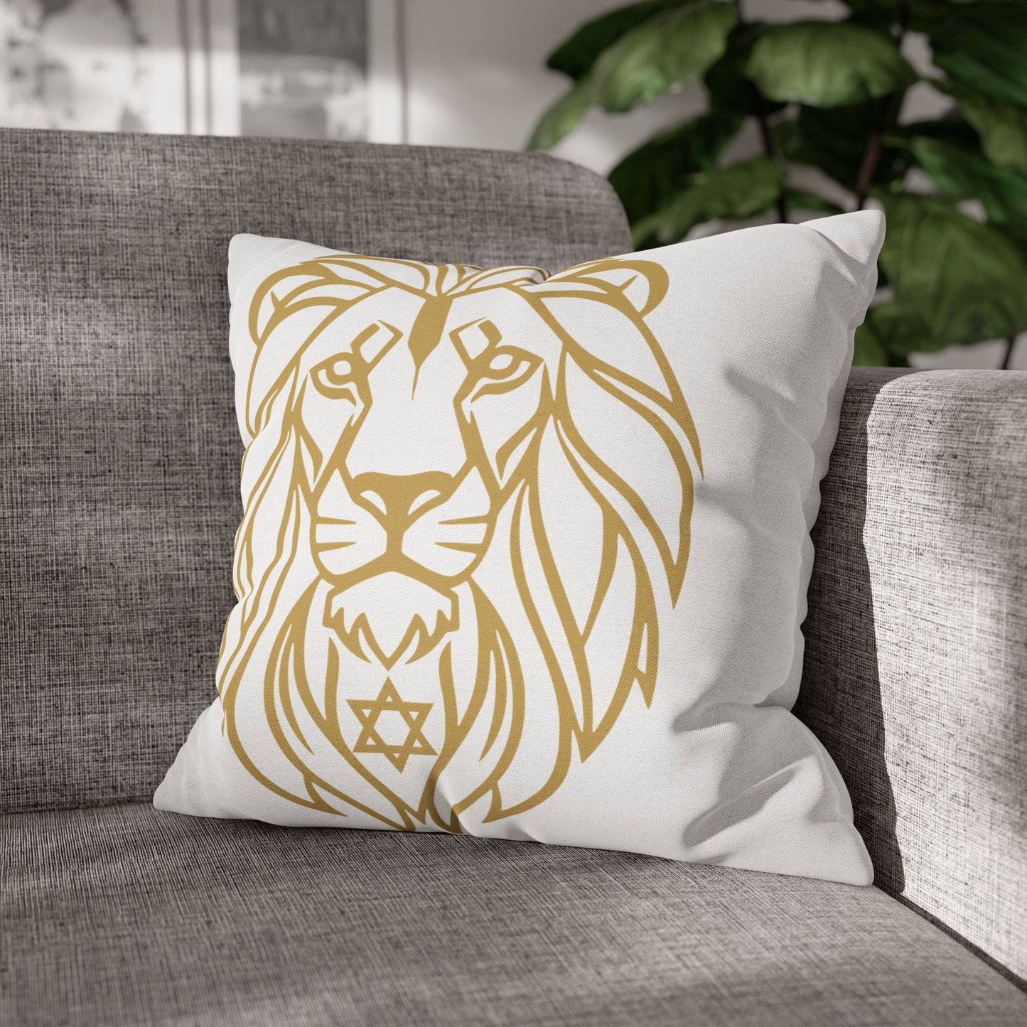 Lion of Lev™ Decorative White Cushion Cover